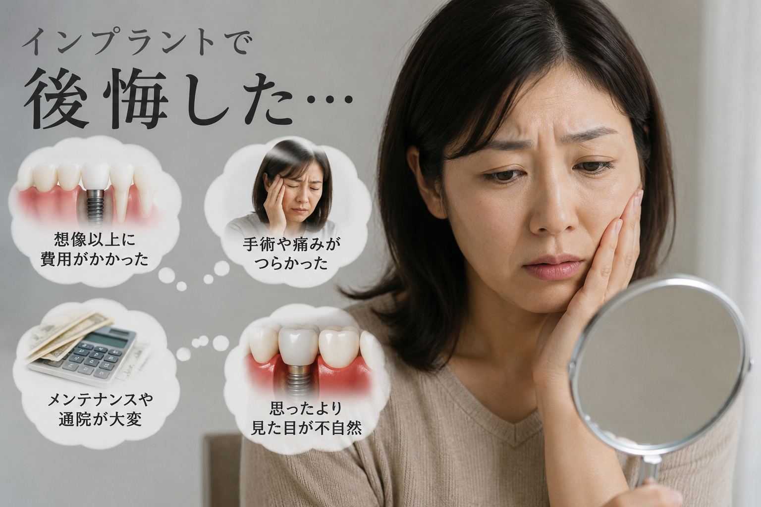 インプラントを後悔した人に共通する4つの原因と、後悔しない選択肢